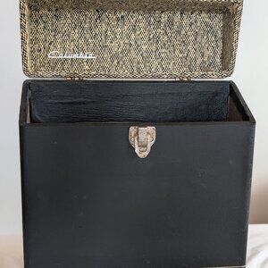 VTG Columbia Records Wooden Fabric LP Storage Case 13x13 Portable Carry Vinyl